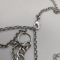 90’s Couture Punk Edgy Silver Tone Asymmetrical Chain Necklace Vintage Club Wear