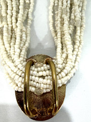 Vintage Victorian Avon White Rose Blue Cameo Choker Ivory Seed Beads Necklace
