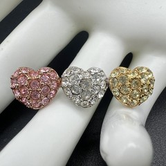 Monet Triple Heart Rhinestone Bar Pin Tri Colored Signed Silver Tone 1 1/2″