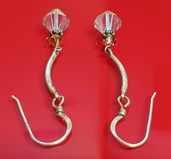 925 Crystal Drop Earrings 1.75in Sterling Silver 2g Aqua Blue Amber Tone Bicone