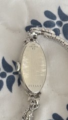 Vintage Bulova Ladies Watch-14K White Gold Cocktail With 8 Lovely Small Diamonds