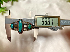 Fred Harvey Era Bell Trading Post Turquoise Three Stone Sterling Cuff Bracelet