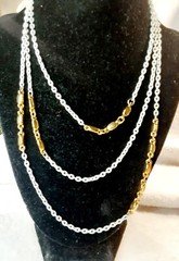 ** RARE Vintage Crown Trifari White & Goldtone Station Necklace – 56 In. **
