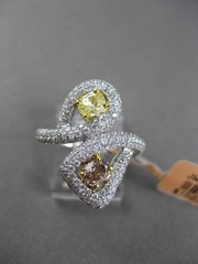 ESTATE LARGE 1.91CTW WHITE & YELLOW DIAMOND 18KT TWO TONE GOLD 3D COCKTAIL RING