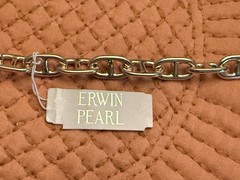 Vintage Erwin Pearl Chain Link Bracelet Gold Tone w Tag – 8”-Toggle Closure