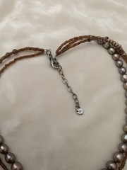 Vintage SILPADA Necklace Tiger Eye Pearl 3 Strand Hammered Pendant