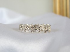Vintage Hawaiian Sterling Silver Plumeria Eternity Band Ring Size 10