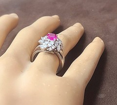 Vintage Platinum Cocktail Ring 1.77CT. Natural Round Cut Pink Sapphire GIA Cert