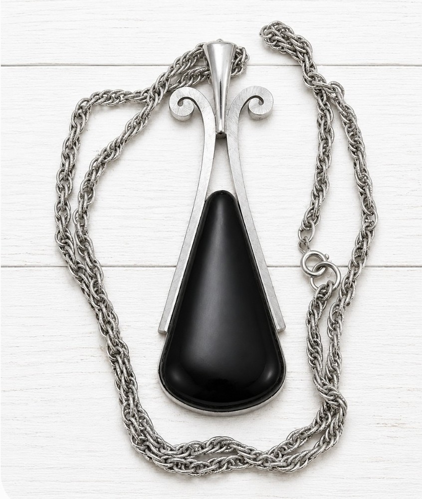HUGE Vintage 1970’s Signed Pendant Necklace