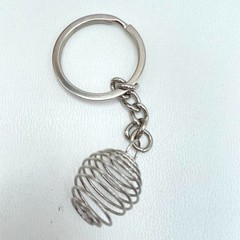Vintage Y2K Silver-Tone Black Cord Spiral Cage Pendant & Key Chain Set Necklace