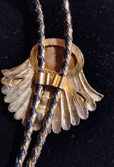 Vintage Ladies Blingy Bolo Tie Mixed Color Cab Stones Goldtone Metal Party Time