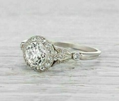 Antique Art Deco Style Simulated Diamond Edwardian Engagement Ring In 925 Silver
