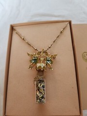 Vintage RARE HTF Retired Kirks Folly Angel Folly Dust Necklace/Pin w/Box 36″