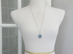 Sterling Silver 925 Turquoise London Blue Topaz NF Pendant 28″ Rolo Necklace