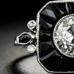 Art Deco Style Lab Created Diamond Fancy Party Wear Ring I14k White Gold Finish