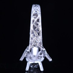 Solid 14K White Gold Diamond Ring 8mm Round Vintage Antique Semi Mount Setting
