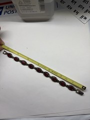 Vintage 925 Sterling Silver Marcasite Faux Ruby Glass Link Bracelet 14g H4