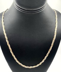 Vintage Sterling Silver / 925 Italy Three Color Braided Chain Necklace 24” Long