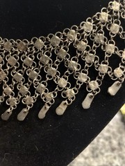 Vintage Chain Link Beaded Collar Necklace 16” With Clasp