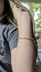 14k Gold Blue Topaz Tennis Bracelet Earrings Set Estate