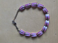 Karu Vintage Thermoset Choker Gold Tone 17.5 Pink Classic Necklace Costume