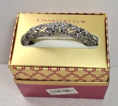 Charter Club Stretchable Bracelet Silver Tone Floral And Crystals From Macy’s