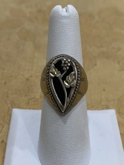 CAROLYN POLLACK STERLING SILVER AND BLACK ONYX GRAPE LEAVES RING SIZE 7