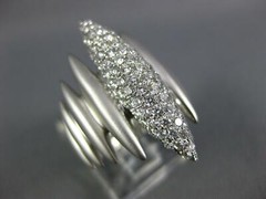 LARGE 1.13CT DIAMOND 18KT WHITE GOLD MATTE & SHINY ELONGATED MARQUISE SHAPE RING