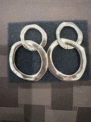 Vintage Gold Tone Interlocking Double Link Drop Statement Earrings 2 1/8″, 19gm