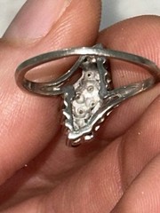 10K White Gold Natural Diamond & Ruby Ring Size 7.5 Vintage Estate 2.39g
