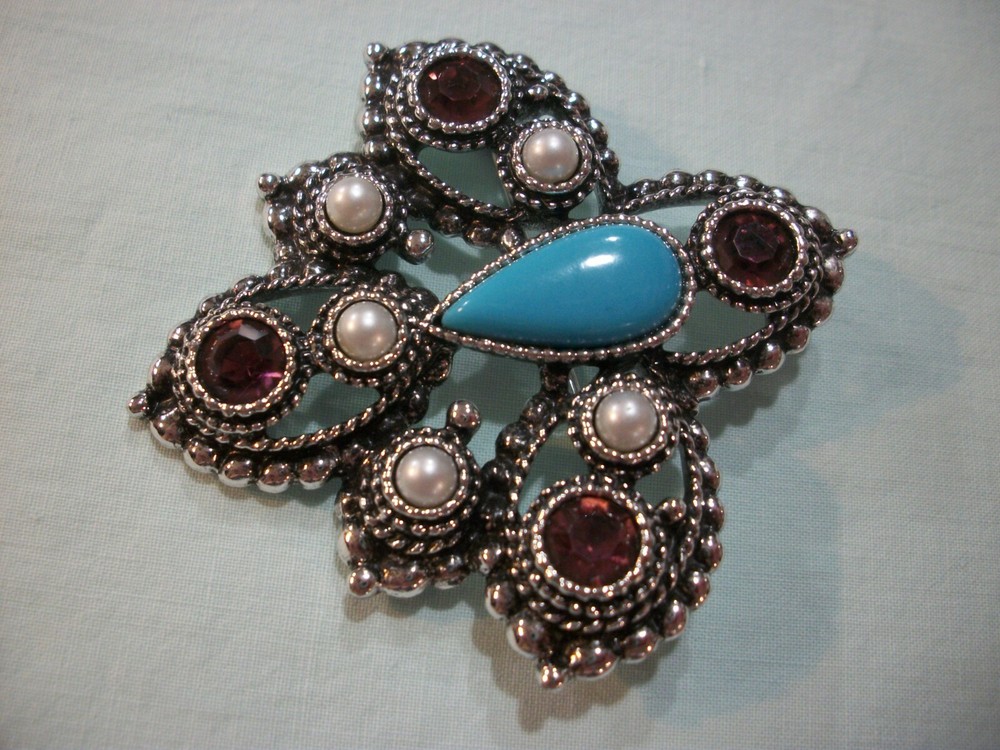 ViNTaGeSARAH COVENTRY IMPERiAL1974 PiN/PENDaNT/Fx TuRQoUiSe/PuRPLe RS/GiFT REaDy