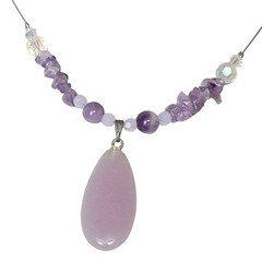 Vintage Purple Glass Stone Necklace Adjustable Length Women Jewelry Beads Gift