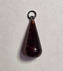 Vintage Brown Natural Amber Pendant from Latvia, Teardrop Shaped