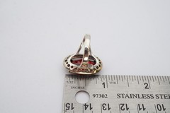 Vintage Sterling Silver 925 Red Cubic Zirconia Marcasite Ring Size 8