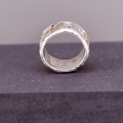 Vintage Scherr Sterling Silver 14K Gold Wide Band Ring Size 6.5 18g