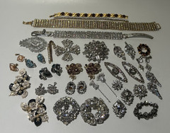 VTG Costume Jewelry Lot Rhinetones Signed & Unsigned WEISS KRAMER Sterling GF