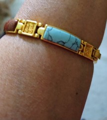 Unique, rare vintage stones bracelet for women with Chinese good luck messages
