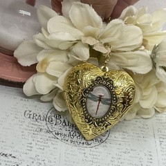 Gold Heart Locket Glass Birthday Anniversary Wedding Dragonfly Cameo Necklace