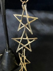Vintage Shoulder Duster Earrings Gold Tone Open Star Link Dangles 6″ Clip On