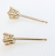Natural Diamond 1/5ctw Petite Studs Round 14k Yellow Gold Earrings