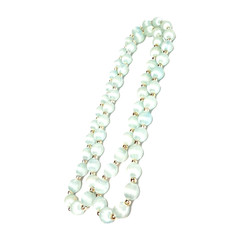 Vintage Light Pale Blue Silk Thread Wrapped Beaded Necklace 30″ Retro Costume