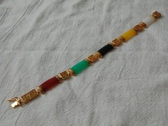 vintage colorful glass segments Asian style bracelet