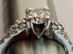 14k White Gold Diamond Engagement Ring Side Diamonds Natural Vintage Estate 1.03