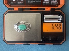 Vintage Navajo .925 Sterling Silver And Malachite Floral Frame Brooch