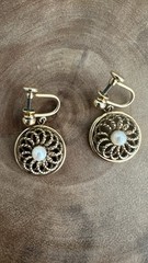 Vintage Faux Pearl 12k Gold Filled Screw Back Dangle Drop Round Earrings MCM