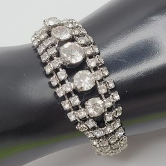La Rel Rhinestone Clear Sparkling Wide Multi Stone Fancy Dress Vintage Bracelet