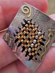 VTG SHARON M. DONOVAN MICHIGAN EARRINGS & PIN 14KT GOLD STERLING AWESOME DESIGN