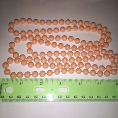 Vintage Long Iridescent Pinkish Peach Beaded Layering Necklace, 1980s Style 48″