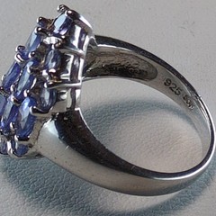 QVC Vintage Sterling 925 SGF Thailand Lab-Created Tanzanite Cocktail Ring S6.75