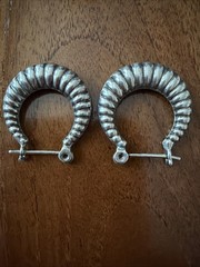 Vintage 70s 80s Sterling Silver Shrimp Hoop Earrings